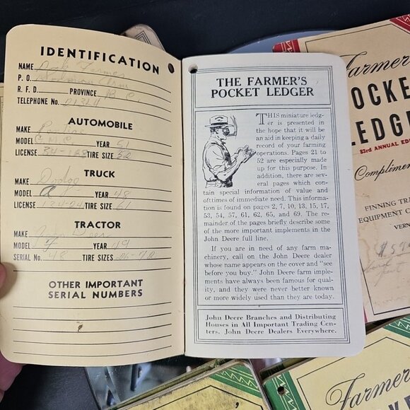 1940s-50s John Deere Farmer's Pocket Ledgers 7pc Collection Lot Amazing! Canada - Picture 8 of 13